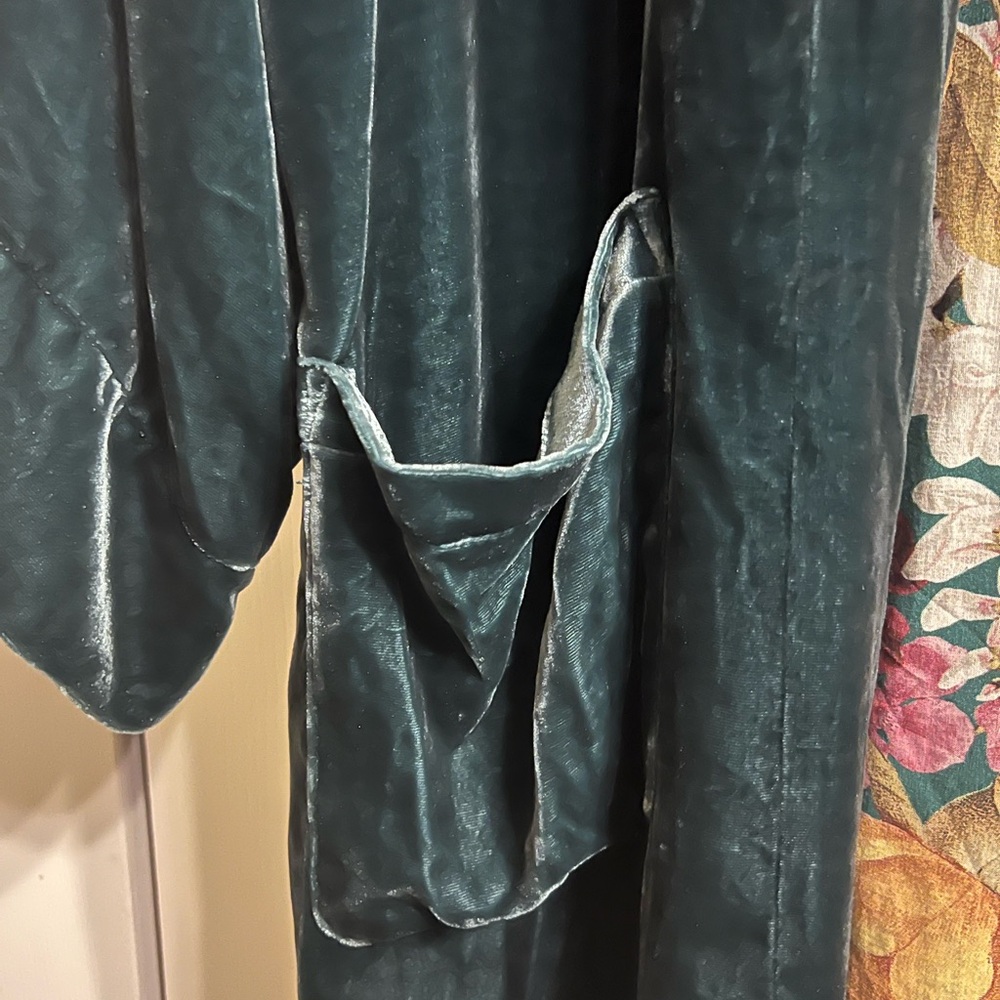 Johnny Was Jade Dark Teal Velvet Jacket with Reversible Silk Floral - Picture 3 of 6